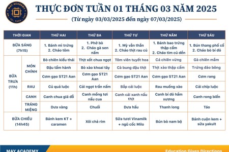Thực đơn tuần 01 tháng 03 năm 2025