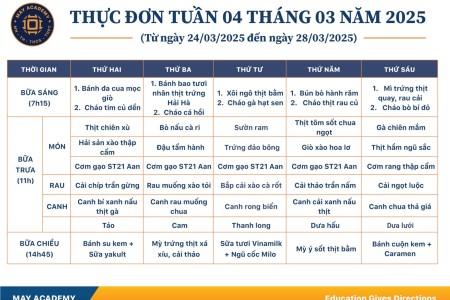 Thực đơn tuần 04 tháng 03 năm 2025